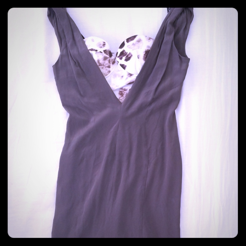 Just Cavalli Grey & Snow Leopard Bustier dress 42